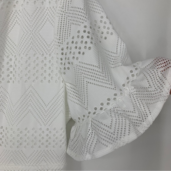 Kate Kasin womens 2XL dress White Ruffles Tie Cutout Asymmetrical NEW - Picture 5 of 11